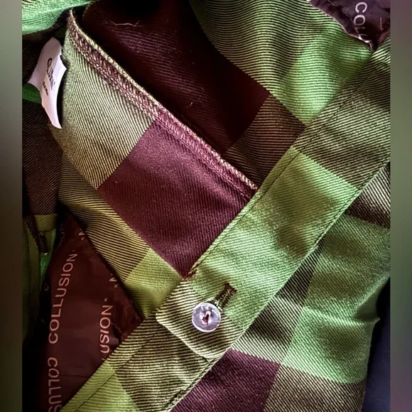 Asos COLLUSION plaid flare pants SIZE 8 Green/ brown - Picture 6 of 8